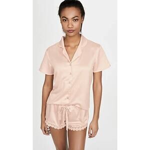 Flora Nikrooz NWOT Victoria Solid Charmeuse Notch Pajama Top Size S